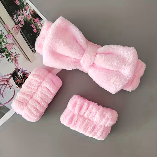 Rosa flauschiges haarband set - flauschiges,
