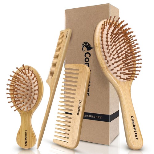 Bambus haarbürste set - haarbürste,