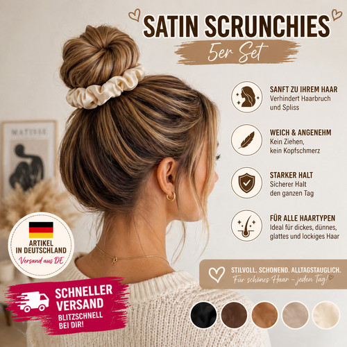 Satin scrunchies 5er set - satin,